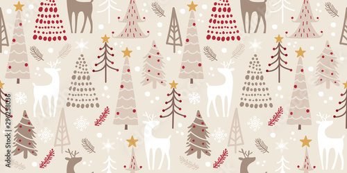 whimsical winter forest seamless pattern for decoration, wallpaper and many more
