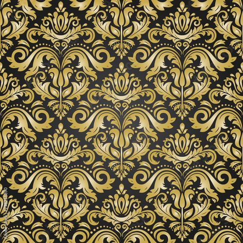 Orient vector classic black and golden pattern. Seamless abstract background with vintage elements. Orient background. Ornament for wallpaper and packaging © Fine Art Studio