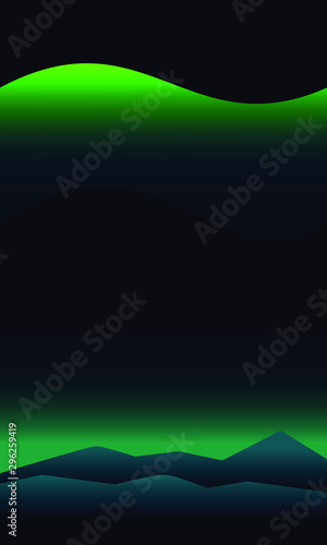 aurora lights in the night sky scenery flat illustration vector design