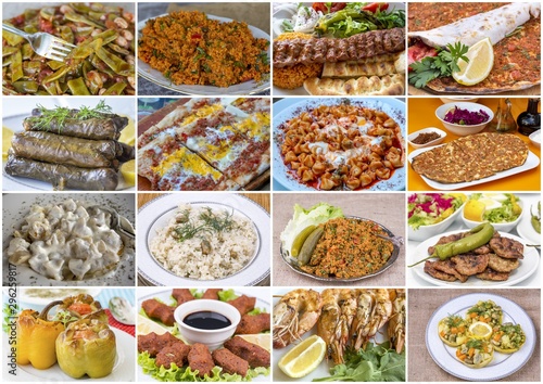 Traditional delicious Turkish food collage