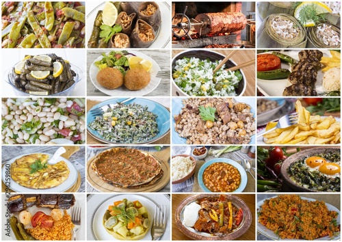 Traditional delicious Turkish food collage