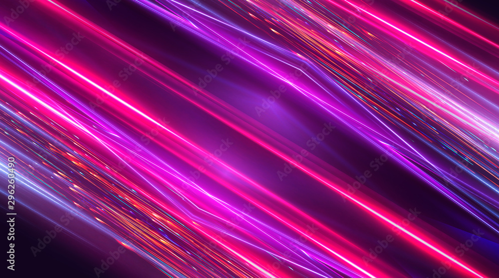 Dark abstract futuristic background. Neon lines glow. Neon lines, geometric shapes. Pink and blue glow. Abstract neon light, night view. Dark abstract futuristic background. Neon lines glow. Neon lines, geometric shapes. Pink and blue glow. Abstract neon light, night view.
