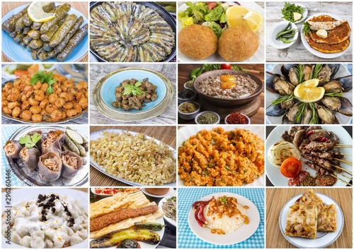 Traditional Delicious Turkish food collage