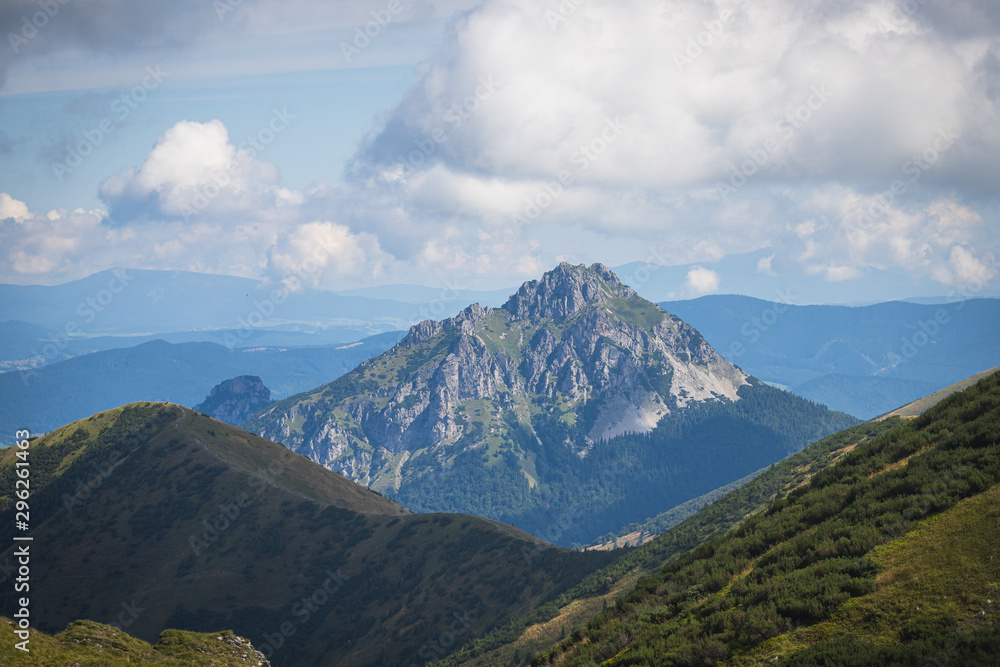 Mount Velky Rozsutec viewed from the Crest of Mala Fatra Mountain Range near Mount Chleb, Slovakia
