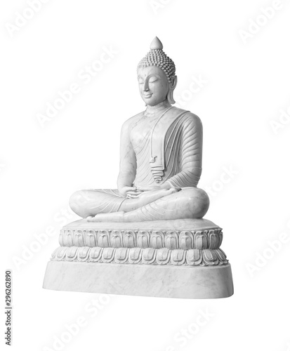 Marble statue of Buddha isolated on white background