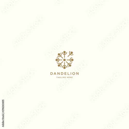 Dandelion Flower Logo Icon Design Template. Elegant, Luxury, Gold, Flower, Premium, Spa, Cosmetic, Boutique, Florist, Fashion, Modern Vector Illustration