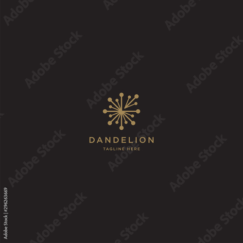 Dandelion Flower Logo Icon Design Template. Elegant, Luxury, Gold, Flower, Premium, Spa, Cosmetic, Boutique, Florist, Fashion, Modern Vector Illustration