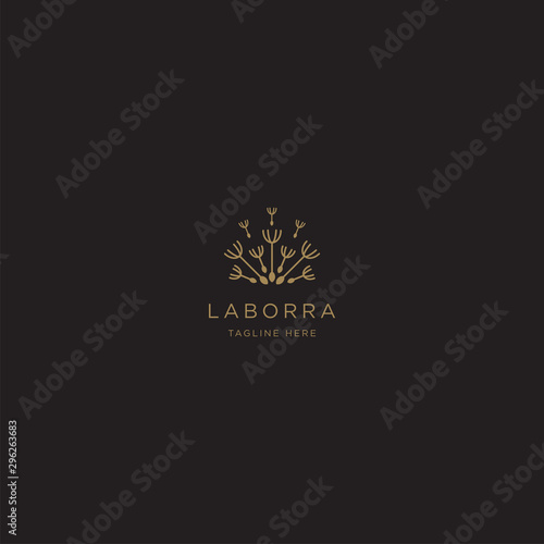 Dandelion Flower Logo Icon Design Template. Elegant, Luxury, Gold, Flower, Premium, Spa, Cosmetic, Boutique, Florist, Fashion, Modern Vector Illustration