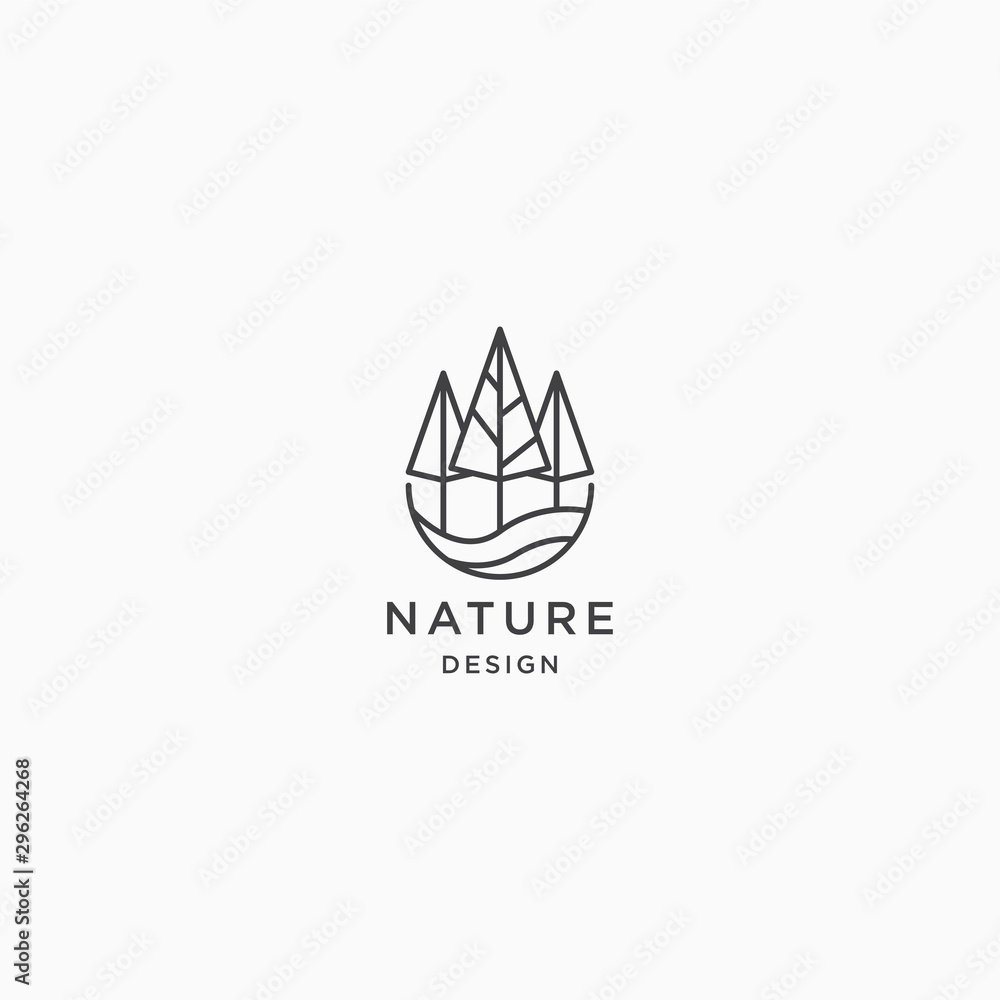 Nature Logo Design Concept. Tropical Plant. Minimal icon of abstract landscape. Geometric Element. Elegant and Modern Vector Illustration Nature Logo Design Concept. Tropical Plant. Minimal icon of abstract landscape. Geometric Element. Elegant and Modern Vector Illustration
