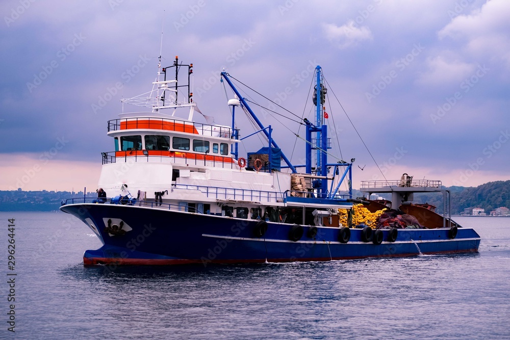 Fishing trawler in the sea.