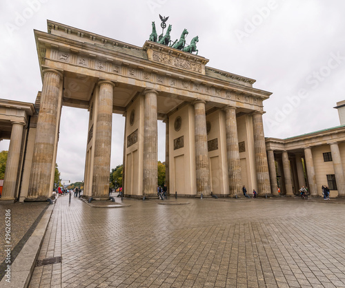 Berlin  Germany  an angular view of the Brandenburg Gate in a moment of tranquility