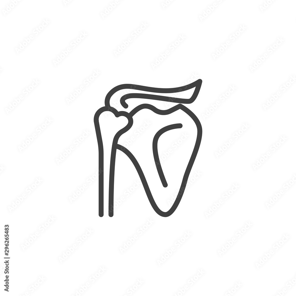 Human scapula bone line icon. linear style sign for mobile concept and web design. shoulder joint outline vector icon. Symbol, logo illustration. Vector graphics Human scapula bone line icon. linear style sign for mobile concept and web design. shoulder joint outline vector icon. Symbol, logo illustration. Vector graphics