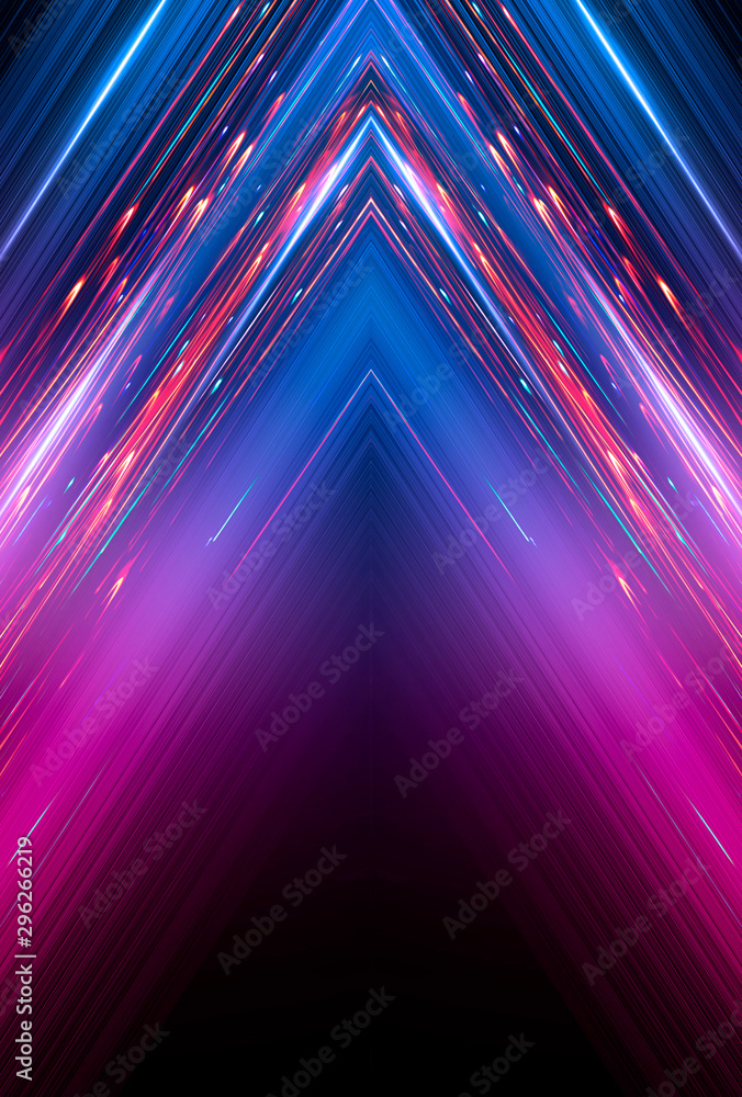 Abstract neon background with light lines and stripes, geometric shapes made of neon. Ayutrast light, scene, purple, pink neon. Abstract light tunnel, portal. Symmetric reflection, mirroring Abstract neon background with light lines and stripes, geometric shapes made of neon. Ayutrast light, scene, purple, pink neon. Abstract light tunnel, portal. Symmetric reflection, mirroring