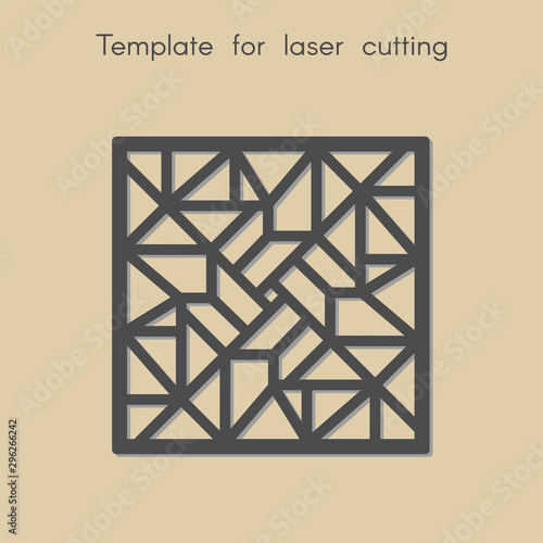 Template for laser cutting. Square geometric background for cut. Stencil for panels of wood, metal, plastic. Decorative stand.
