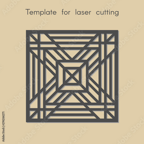 Template for laser cutting. Square geometric background for cut. Stencil for panels of wood, metal, plastic. Decorative stand.
