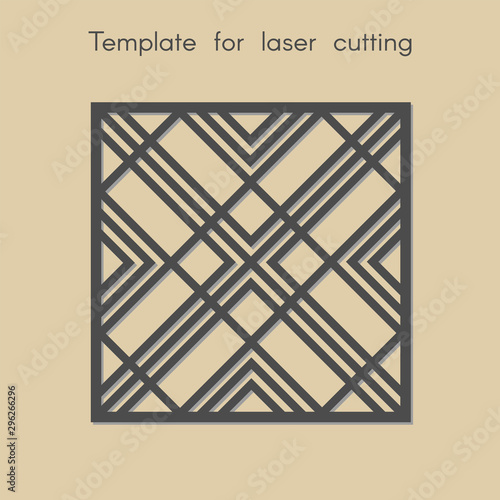 Template for laser cutting. Square geometric background for cut. Stencil for panels of wood, metal, plastic. Decorative stand.