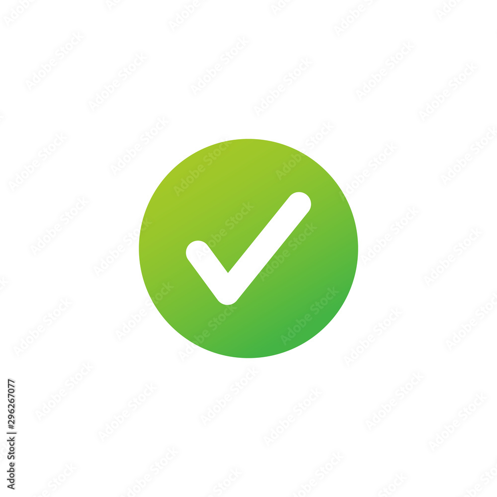 Green circle with checkmark icon vector illustration isolated on white background Green circle with checkmark icon vector illustration isolated on white background