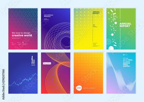 Set of brochure, annual report, cover design templates. Vector illustrations for business presentation, business paper, corporate document, flyer and marketing material.