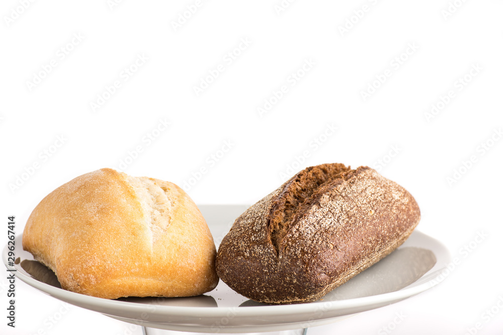 rye bread loaf on a white plate