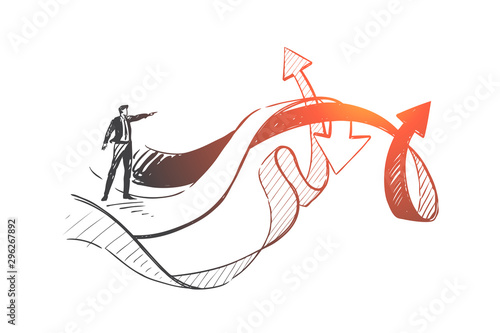 Leadership, analysis, business choice concept sketch. Hand drawn isolated vector
