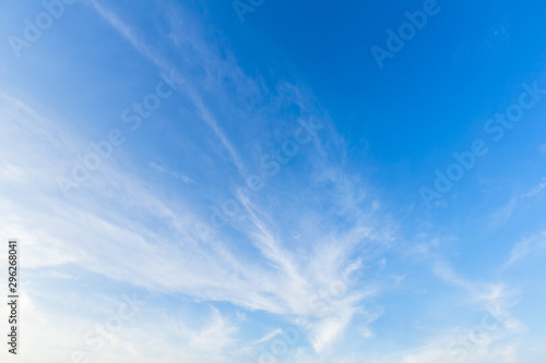 beautiful land air atmosphere bright blue sky background abstract clear texture with white cloud. © Thinapob