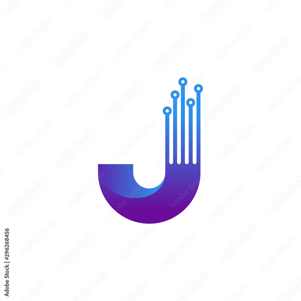 Triangle initial J logo modern design with circuit element - technology internet abstract logo Triangle initial J logo modern design with circuit element - technology internet abstract logo