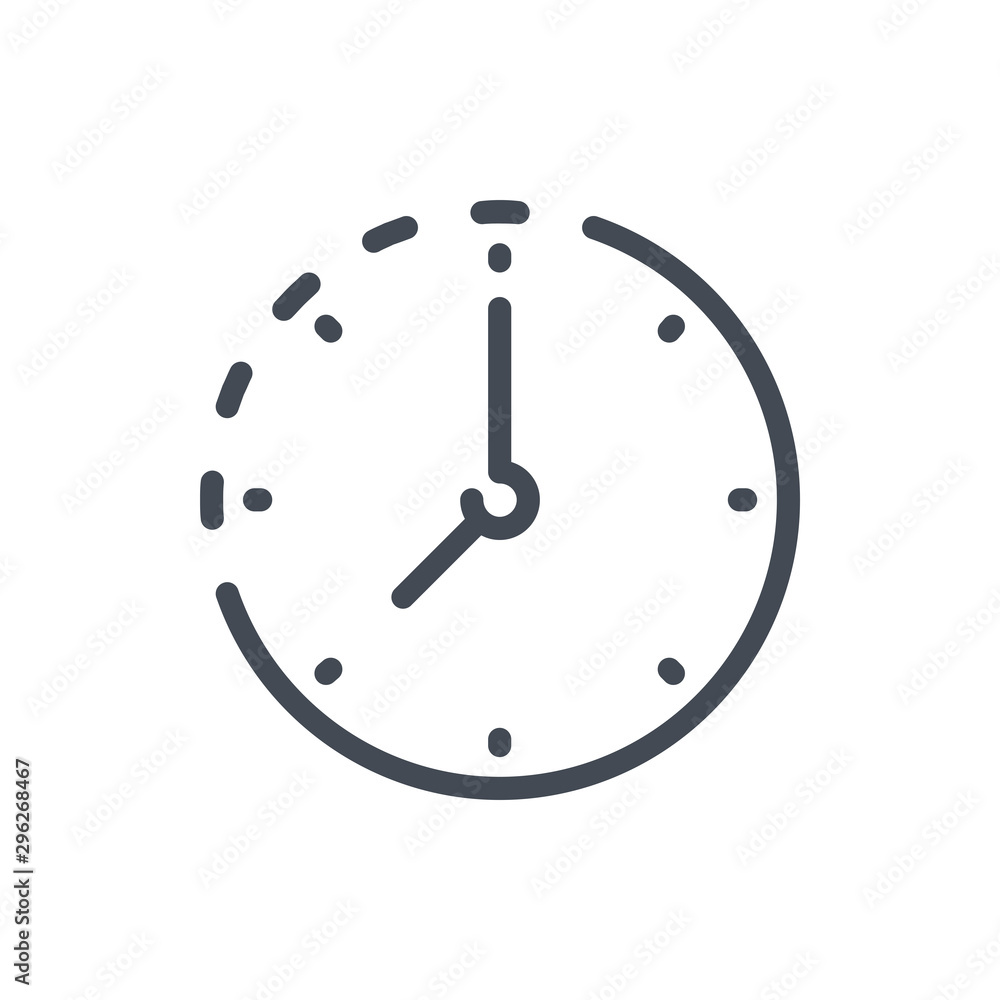 Timepiece clock line icon. Clock and watch vector outline sign. Timepiece clock line icon. Clock and watch vector outline sign.