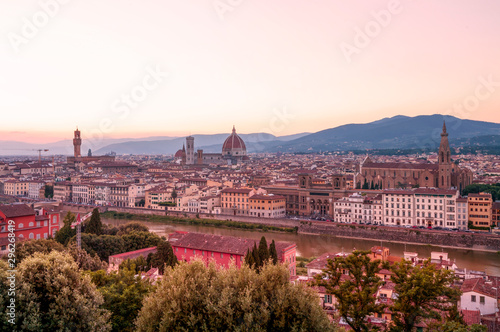 Panorama of Florence city centre at sunset time, Italy © Eugene