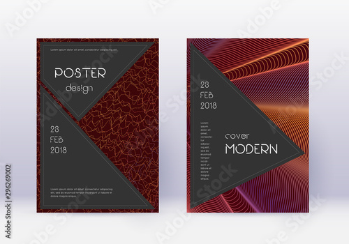 Black cover design template set. Orange abstract l
