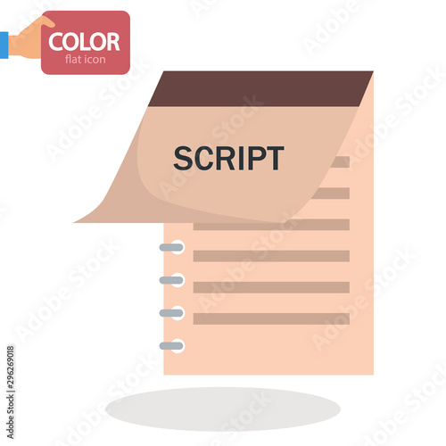 Film script color vector icon. Flat design