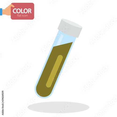 Medicine test tube color vector icon. Flat design