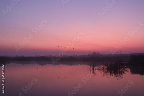 Dawn over the lake, sunrise