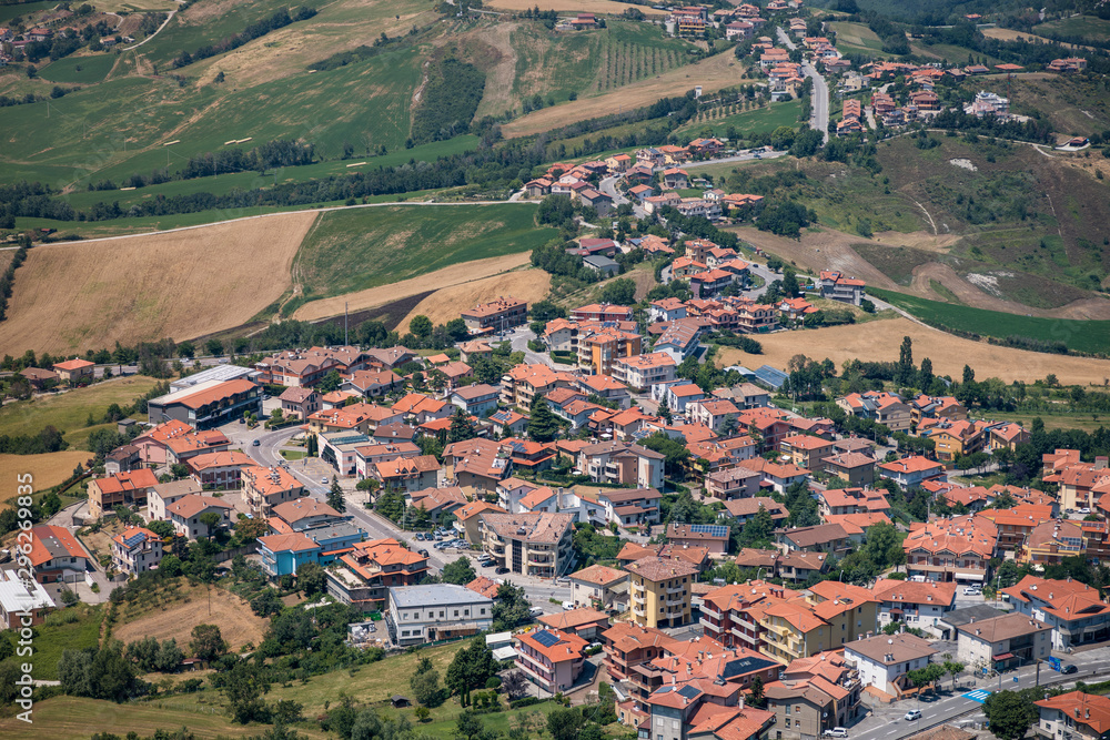 Panorama of San Marino, view from the castle located on the hill