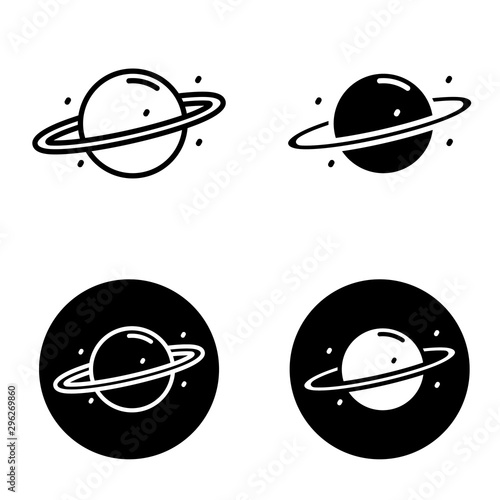 Planet vector illustration with simple black and white design. Planet icon 
