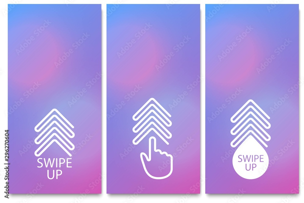 Swipe up, set of buttons for ui screen social media. Arrow web icon for advertising and marketing in social media application. Scroll or swipe up. Simple linear gradient design Swipe up, set of buttons for ui screen social media. Arrow web icon for advertising and marketing in social media application. Scroll or swipe up. Simple linear gradient design