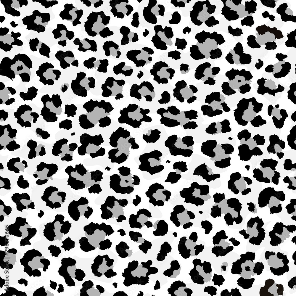 Snow leopard seamless pattern. Wild animal print. Vector african