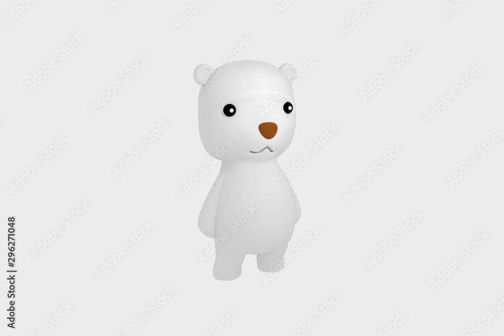 adorable baby bear white background 3d render adorable baby bear white background 3d render