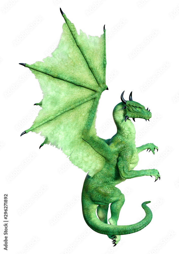 Fototapeta premium 3D Rendering Fairy Tale Dragon on White