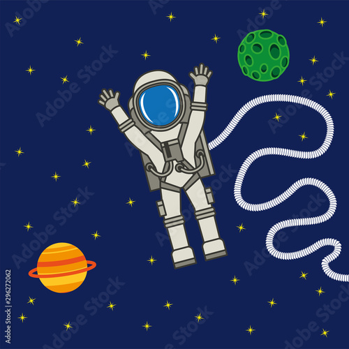 Astronaut schwerelos im Weltraum