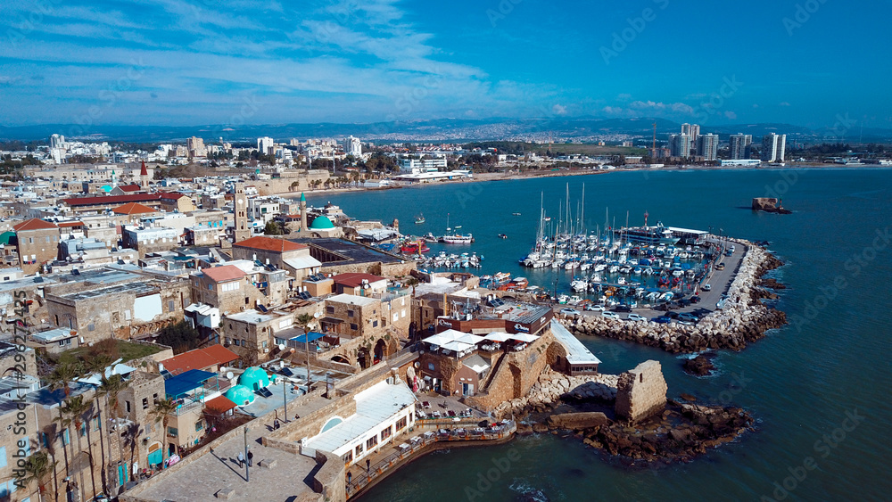 Aerial View to the Old Akko Port, Israel