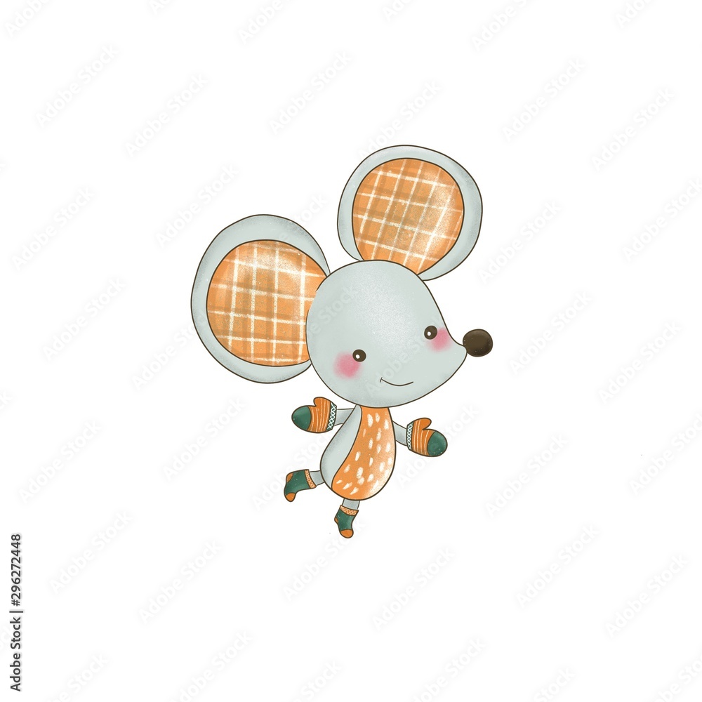 Winter illustration with funny mouse Winter illustration with funny mouse
