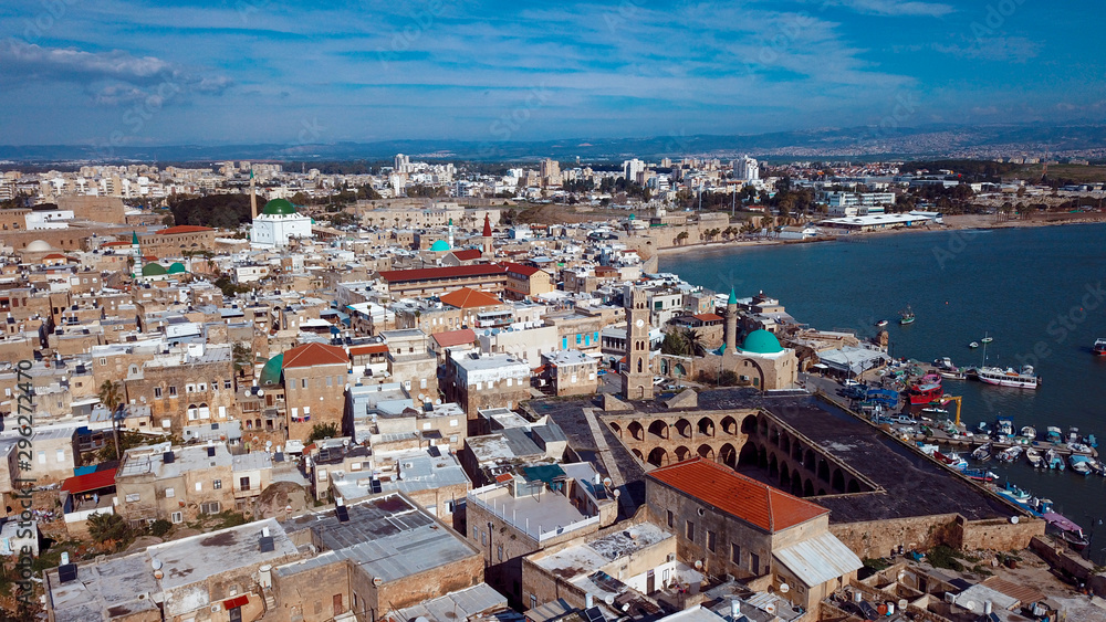 Aerial View to the Old Akko Port, Israel Aerial View to the Old Akko Port, Israel