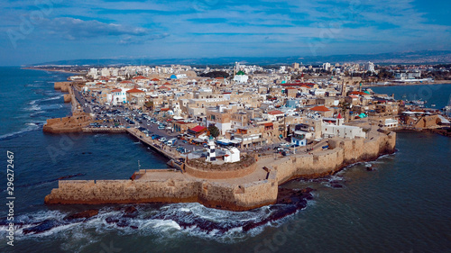 Aerial View to the Old Akko Port, Israel
