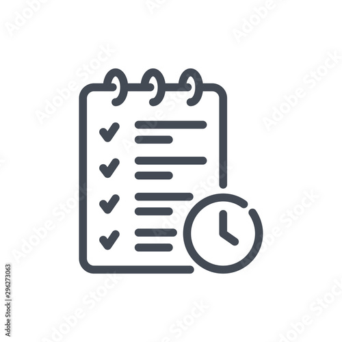 To do list line icon. Timing checklist vector outline sign.