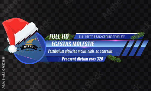 Unique Video headline title or lower third template with santa claus cap or hat on it for christmas and new year concpet design. Vector illustration
