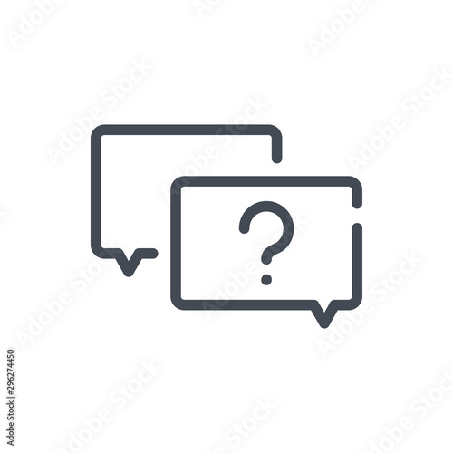 Question message line icon. Chat boxes with question mark vector outline sign.