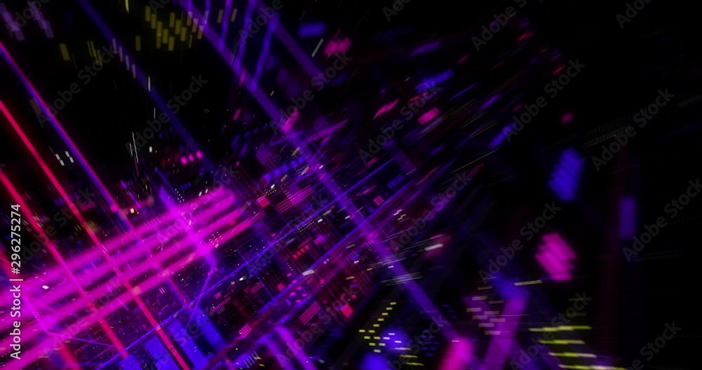 Virtual data on digital screen display, future technology and programming concept. Flying futuristic central processing unit. electronic circuitry within a computer. Seamless loop, 3D render Virtual data on digital screen display, future technology and programming concept. Flying futuristic central processing unit. electronic circuitry within a computer. Seamless loop, 3D render