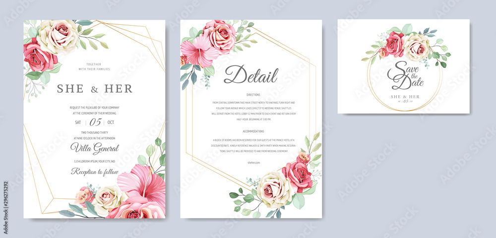 beautiful wedding invitation card and floral wreath designs