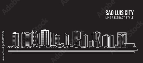 Cityscape Building panorama Line art Vector Illustration design - Sao luis city