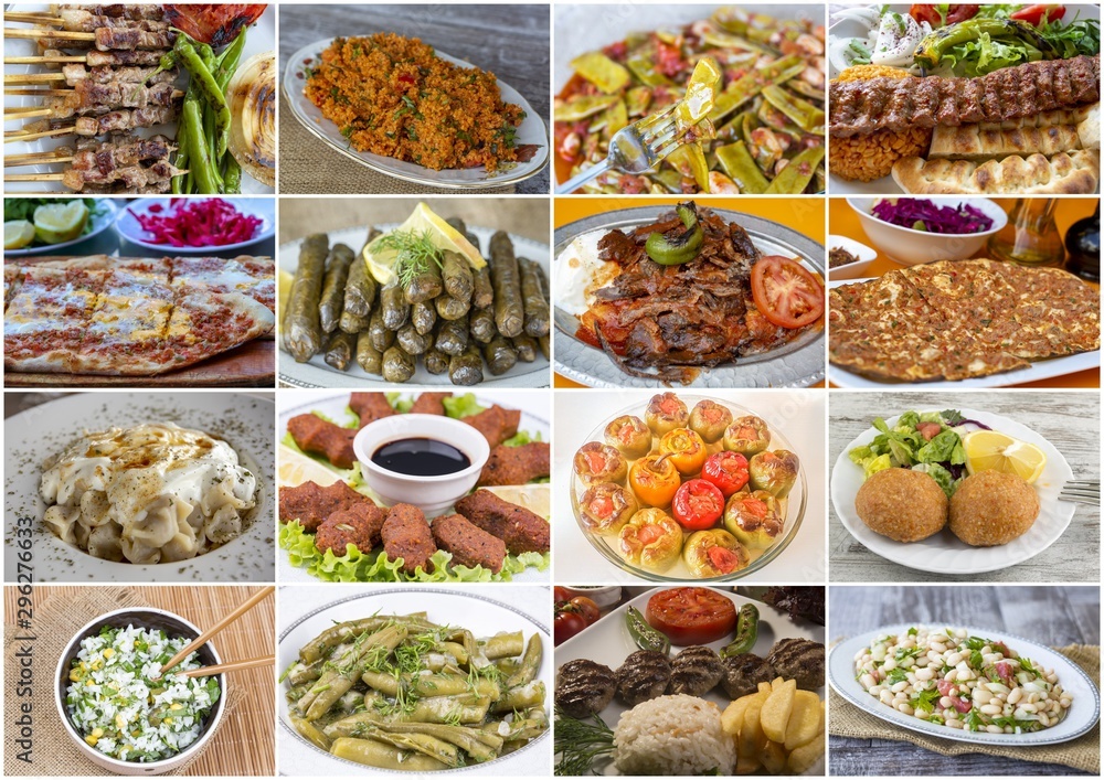 Traditional delicious Turkish foods collage